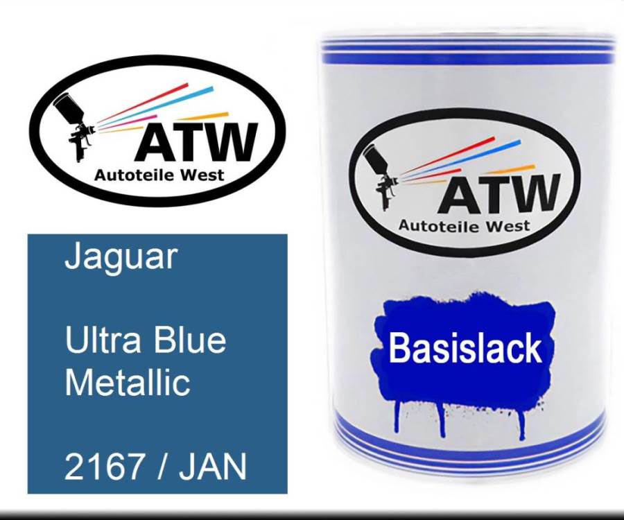 Jaguar, Ultra Blue Metallic, 2167 / JAN: 500ml Lackdose, von ATW Autoteile West.